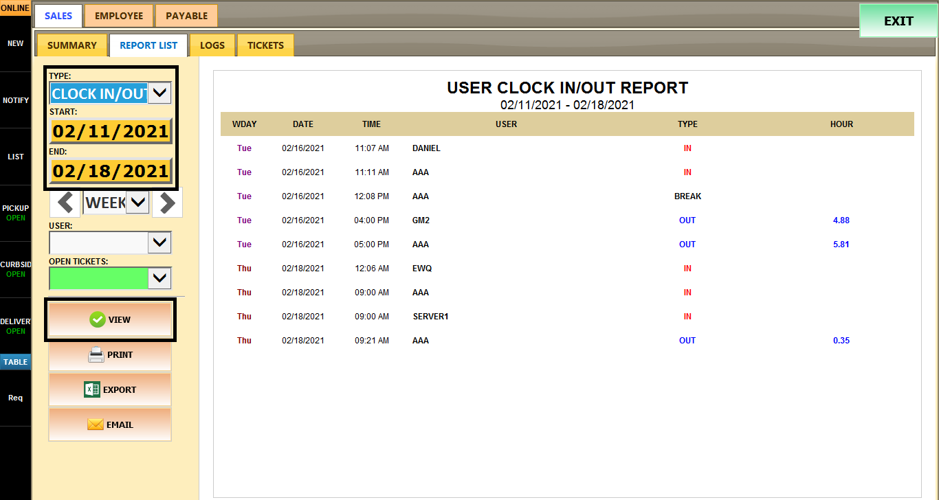 Clock Inout Log | Verona KB